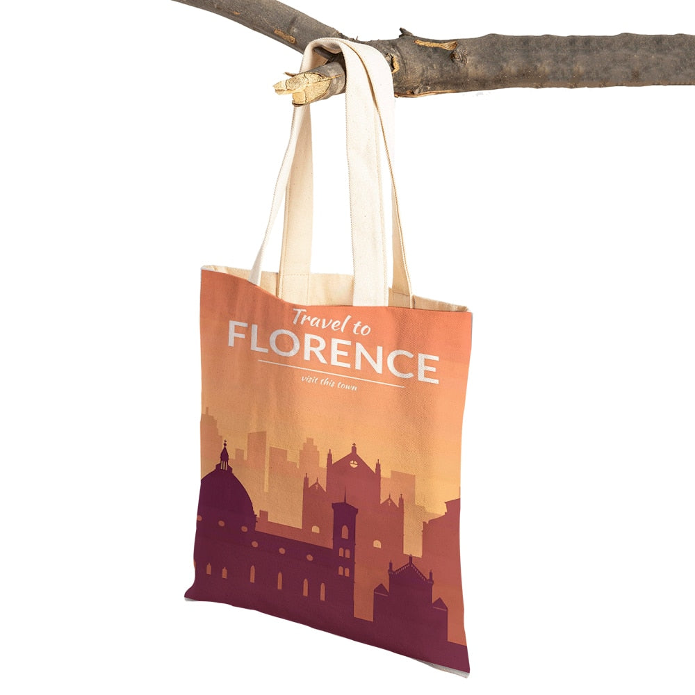 Sac fourre-tout Florence pour femme, élégant et artistique, idéal pour le quotidien, sac en tissu à la mode.