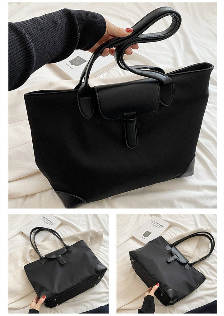 Grand sac à main noir polyvalent pour femme, idéal pour le travail ou les sorties, style moderne