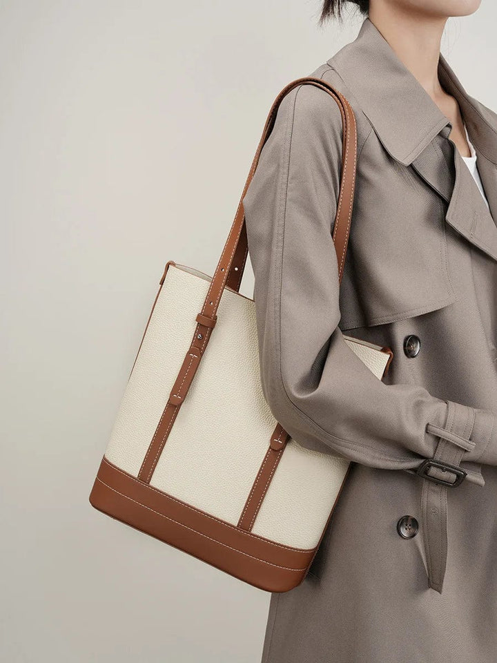 Sac à main femme en cuir souple, style fourre-tout, avec bandoulière détachable