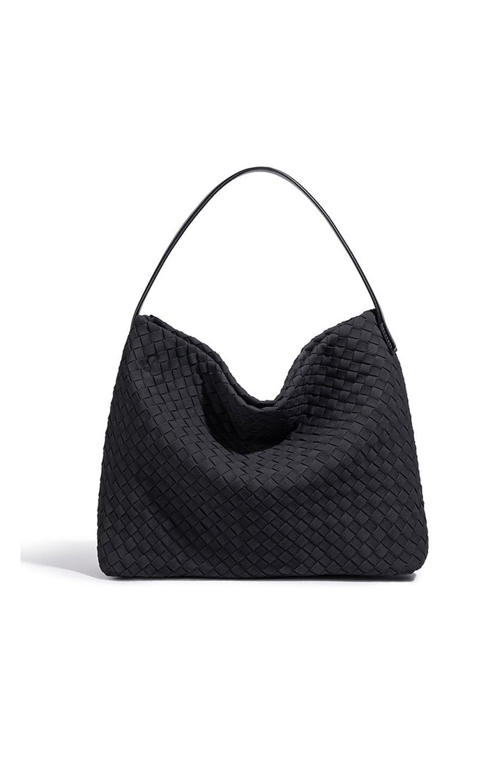 Sac fourre-tout tressé grand format, polyvalent et élégant pour femmes. Idéal pour le travail ou loisirs.
