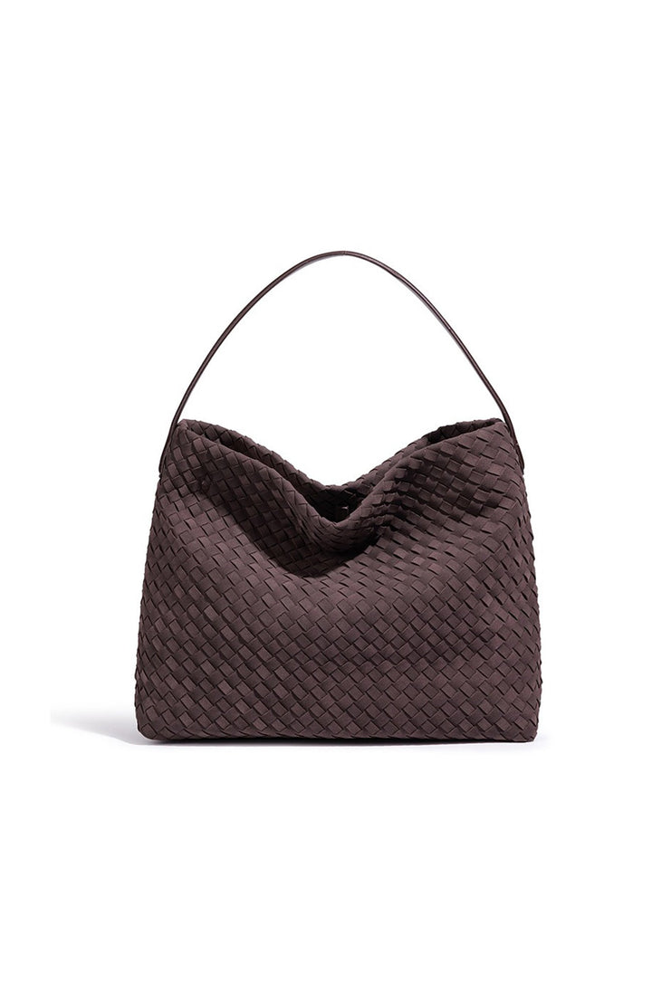 Sac à épaule tressé élégant pour femmes, grand format. Design chic, parfait pour un look mode quotidien.