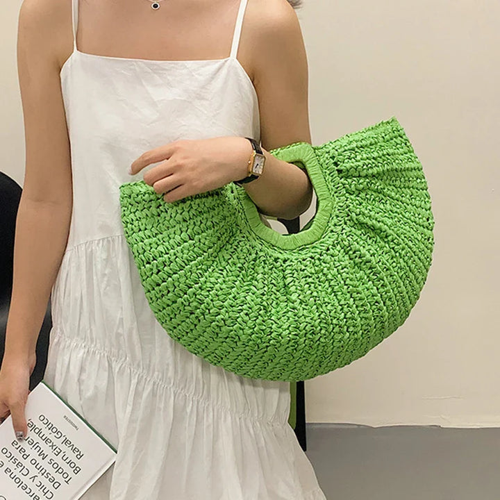 Sac à main en paille Anja avec détails soignés, sac d'été bohème pour femme, très tendance.