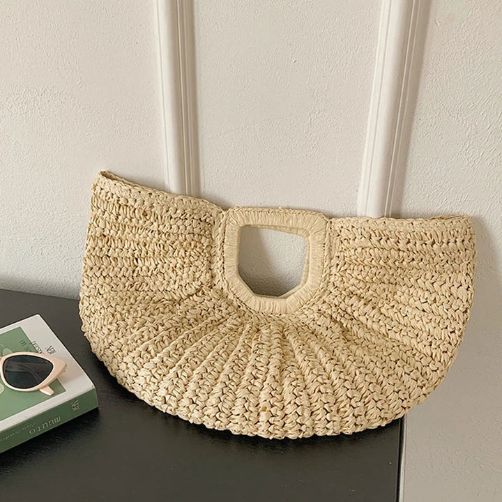 Sac à main en paille Anja, sac d'été polyvalent pour femme, parfait pour la ville ou un pique-nique.