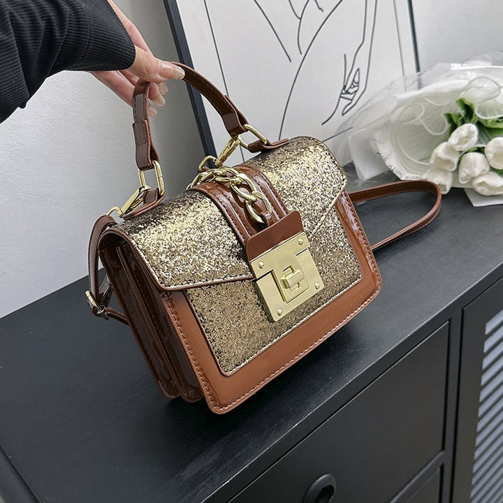 Sac de soirée élégant à paillettes, sac bandoulière femme en cuir PU, parfait pour un style chic et glamour.