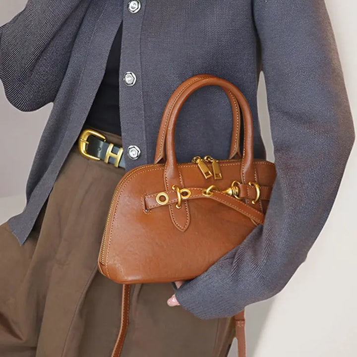 Sac bandoulière Lyra en cuir, intérieur spacieux, organisation des poches