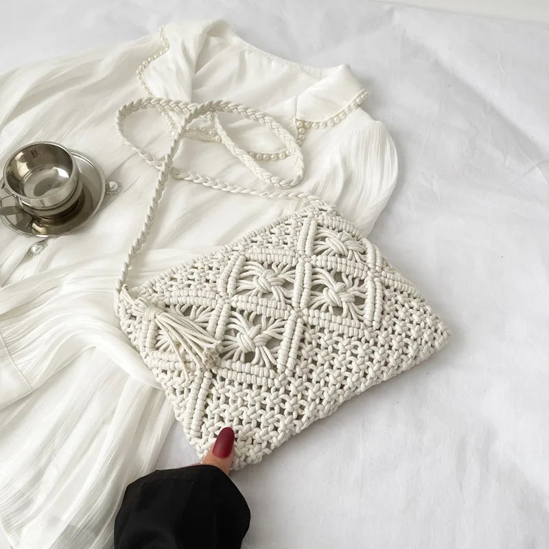 Accessoire d'été: sac à main bohème en coton pour femme, léger et très pratique.