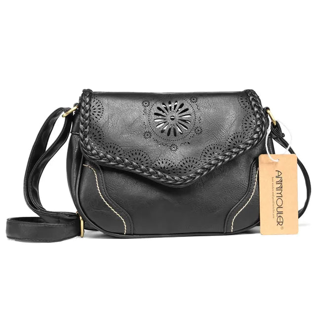 Sac à main femme bohème avec rabat et fermoir, en similicuir, chic et multifonctionnel.