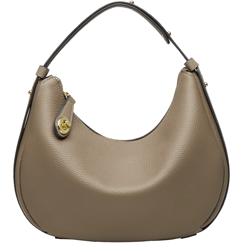 Sac à main demi-lune en cuir véritable rouge, accessoire de mode audacieux et élégant pour femmes.