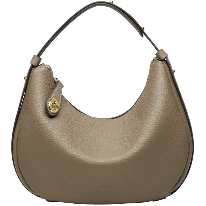 Sac à main demi-lune en cuir véritable rouge, accessoire de mode audacieux et élégant pour femmes.