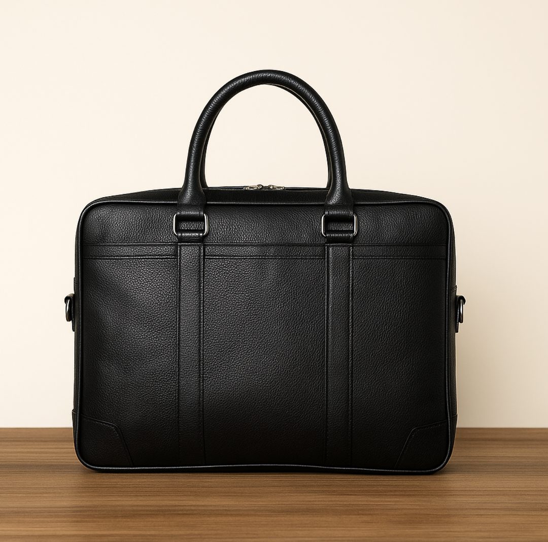 Sac à main en cuir véritable noir pour homme, élégant et professionnel, pour le travail quotidien