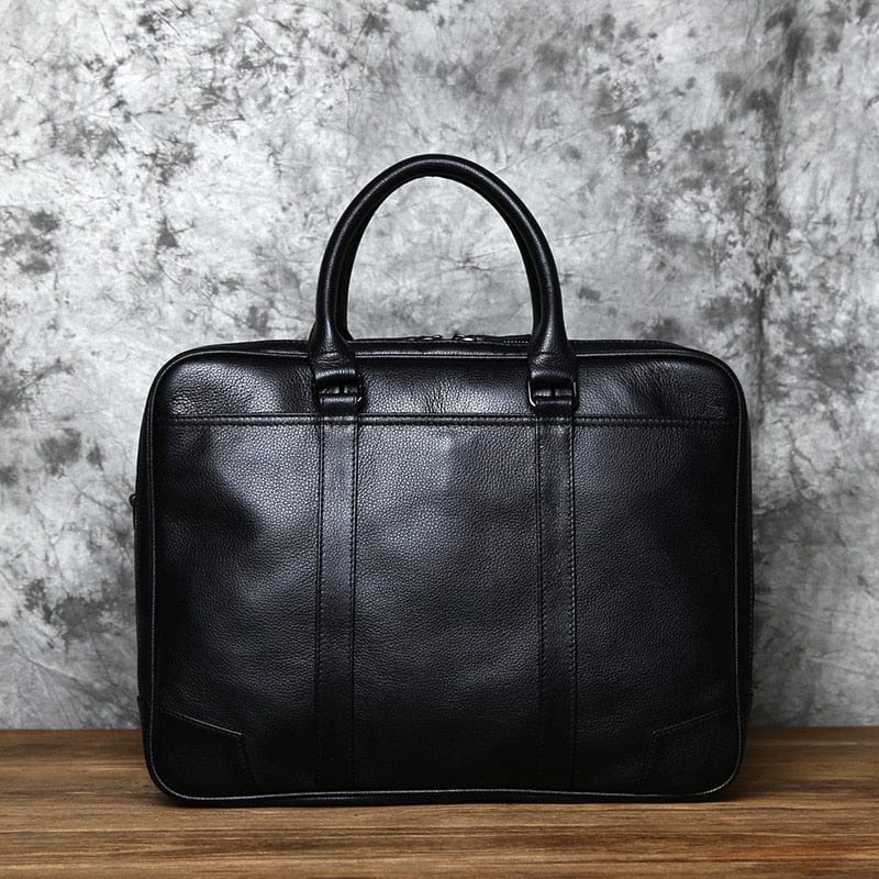 Mallette en cuir noir pour homme, accessoire professionnel, pour transporter documents et ordinateur