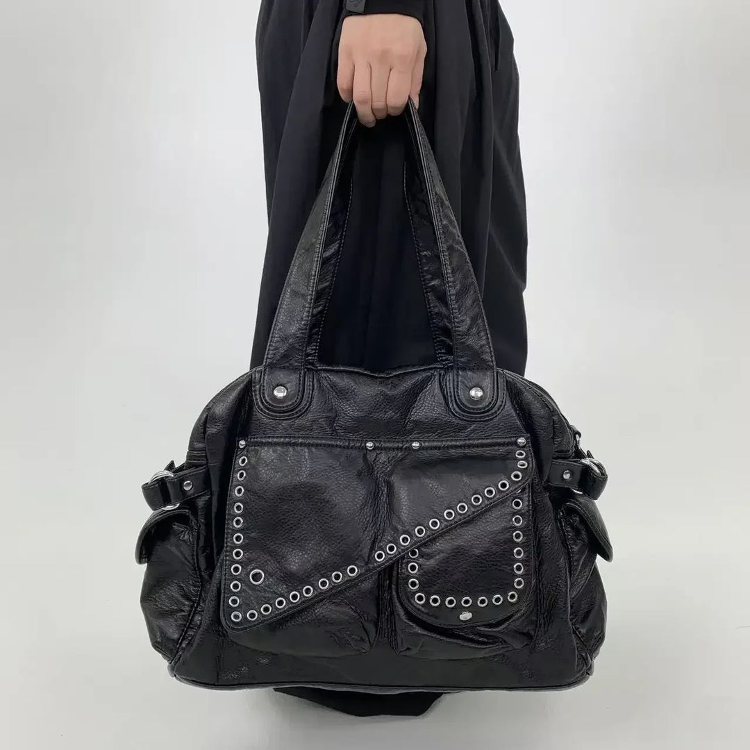 Sac à main femme chic multi-poches en similicuir, idéal pour les cours, le travail et le quotidien, avec bandoulière.