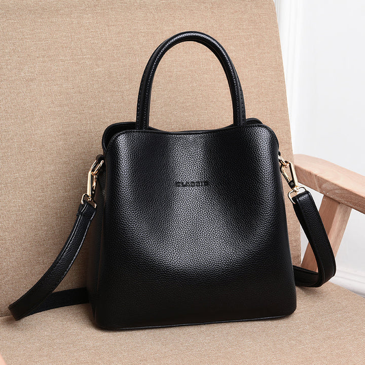 Sac à main femme classique noir élégant, parfait pour le quotidien, en cuir synthétique.