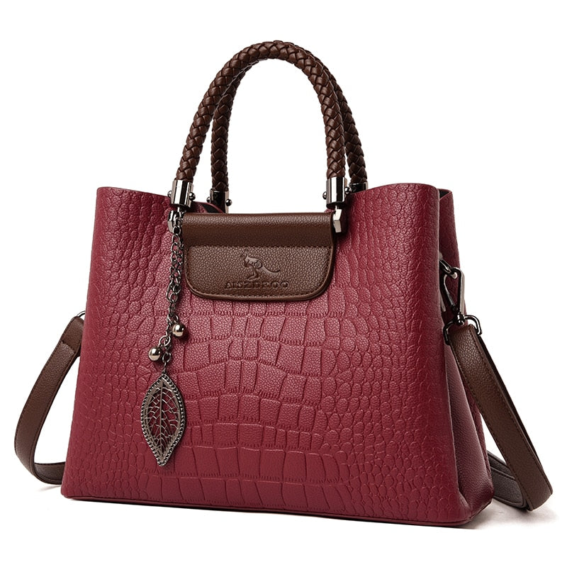 Sac à main femme bicolore cuir croco, chic et spacieux, parfait quotidien.
