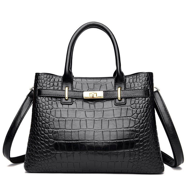 Sac à main femme bleu marine effet croco, cuir synthétique. Élégant et polyvalent, parfait pour le quotidien.