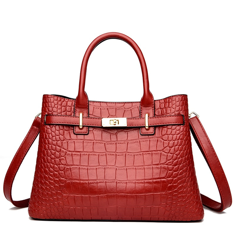 Sac à main femme marron effet croco, cuir synthétique résistant. Design moderne et élégant pour toute occasion.