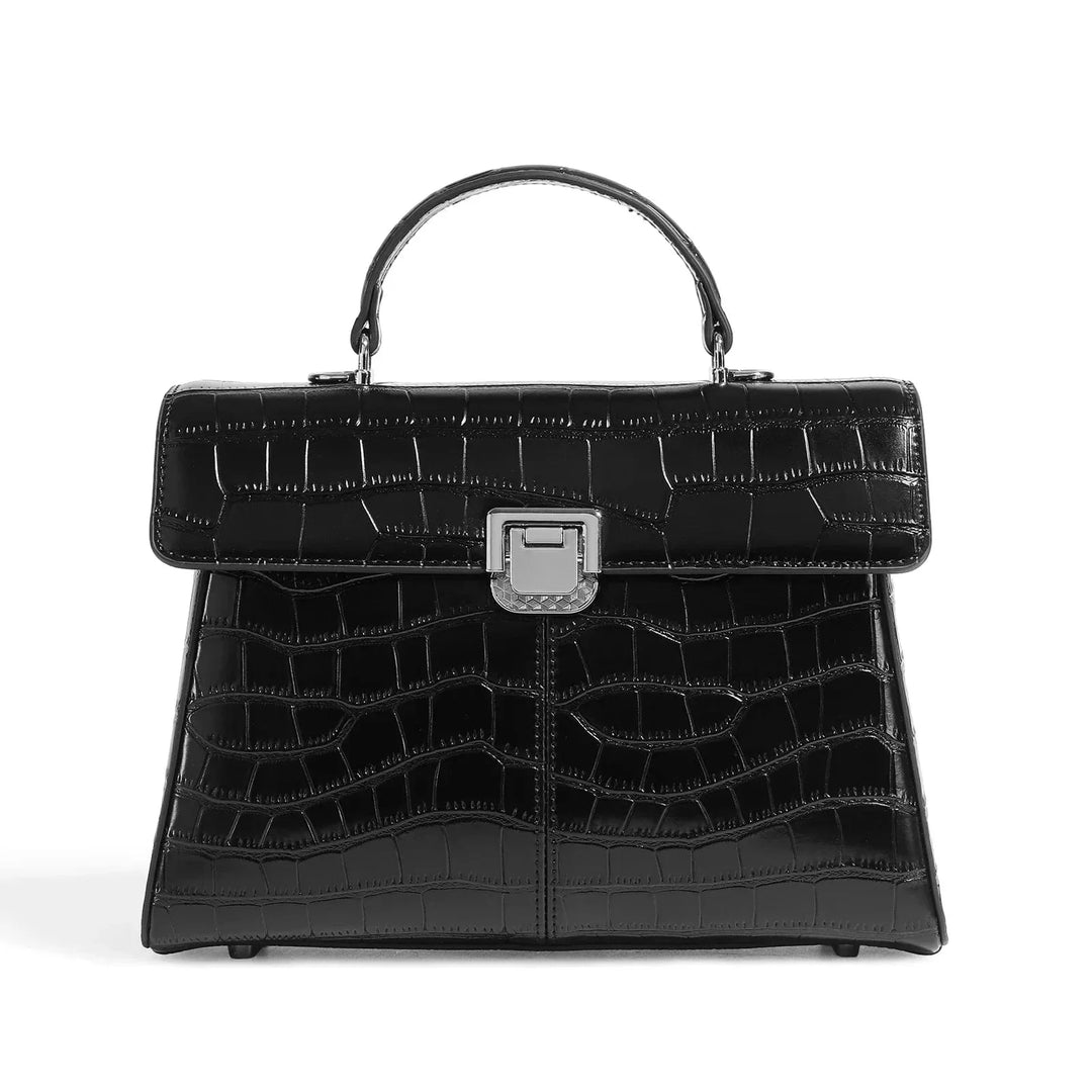 Sac à main femme en cuir noir élégant, style urbain chic avec bandoulière réglable