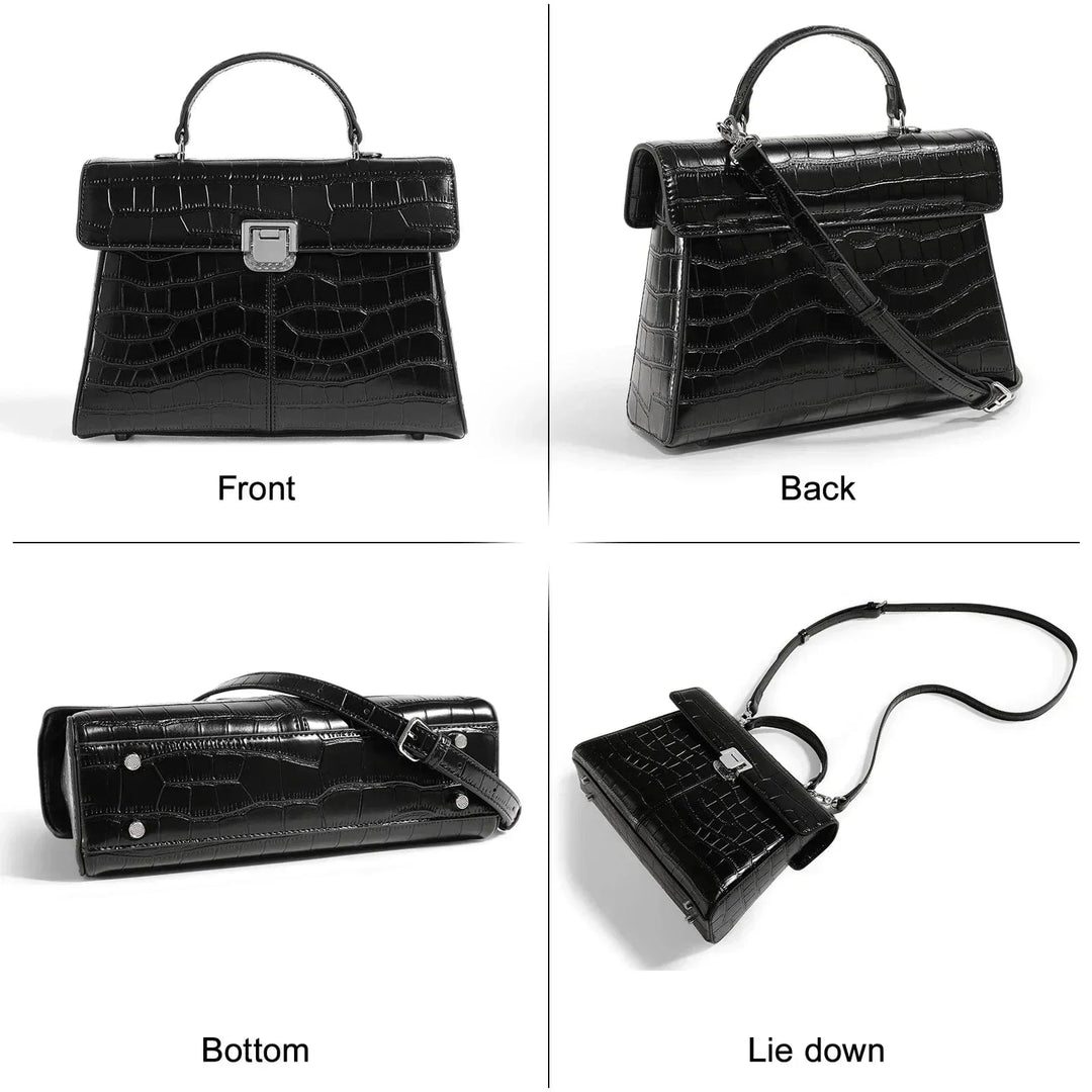 Accessoire de mode femme: sac à main en cuir noir, élégant et intemporel