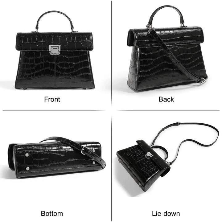 Accessoire de mode femme: sac à main en cuir noir, élégant et intemporel