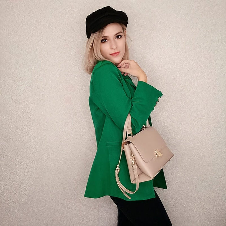 Sac à main tendance en cuir PU de couleur marron, avec fermeture éclair et poches intérieures