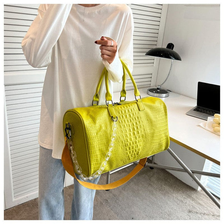 Élégant sac de voyage femme en cuir PU, motif crocodile, un essentiel mode