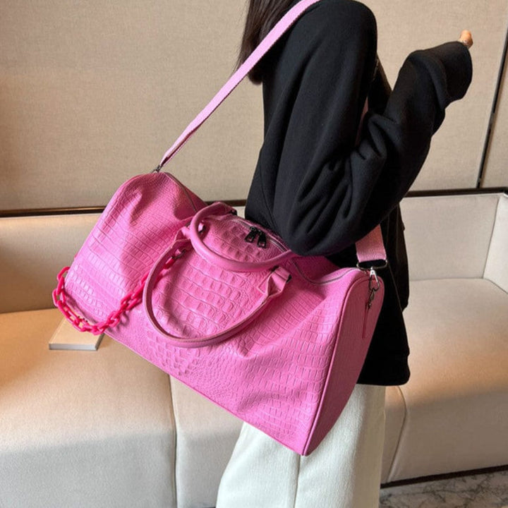 Sac à main femme léger en cuir PU avec motif crocodile, idéal pour le weekend