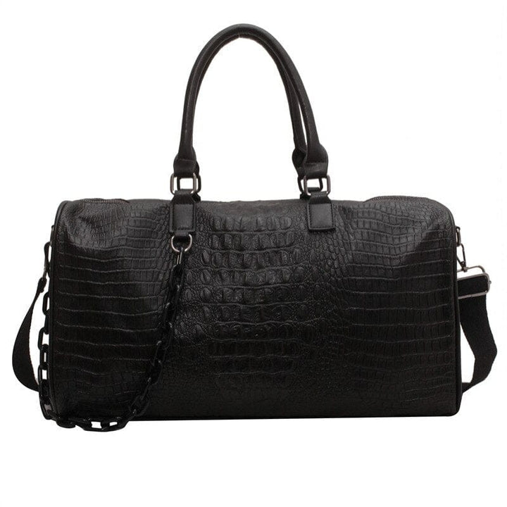 Accessoire de voyage, sac à main femme en cuir PU noir, motif alligator tendance
