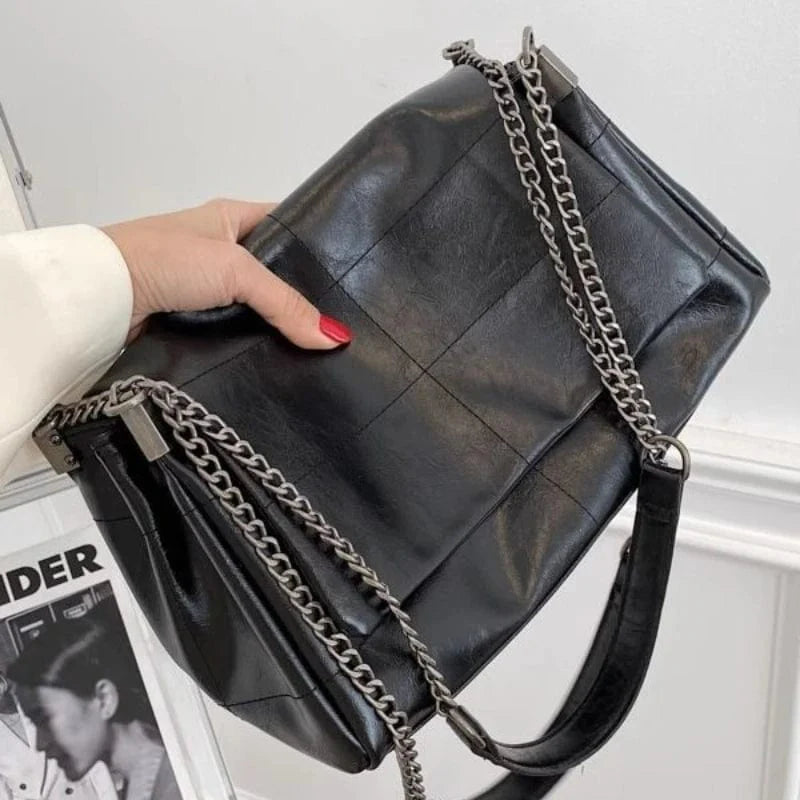 Sac à main femme en cuir PU noir, élégant, pour un usage quotidien.