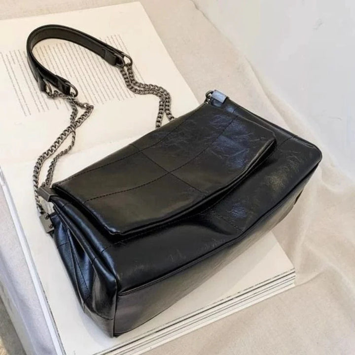 Sac femme noir en cuir PU, chic, bandoulière ajustable, parfait pour le travail.