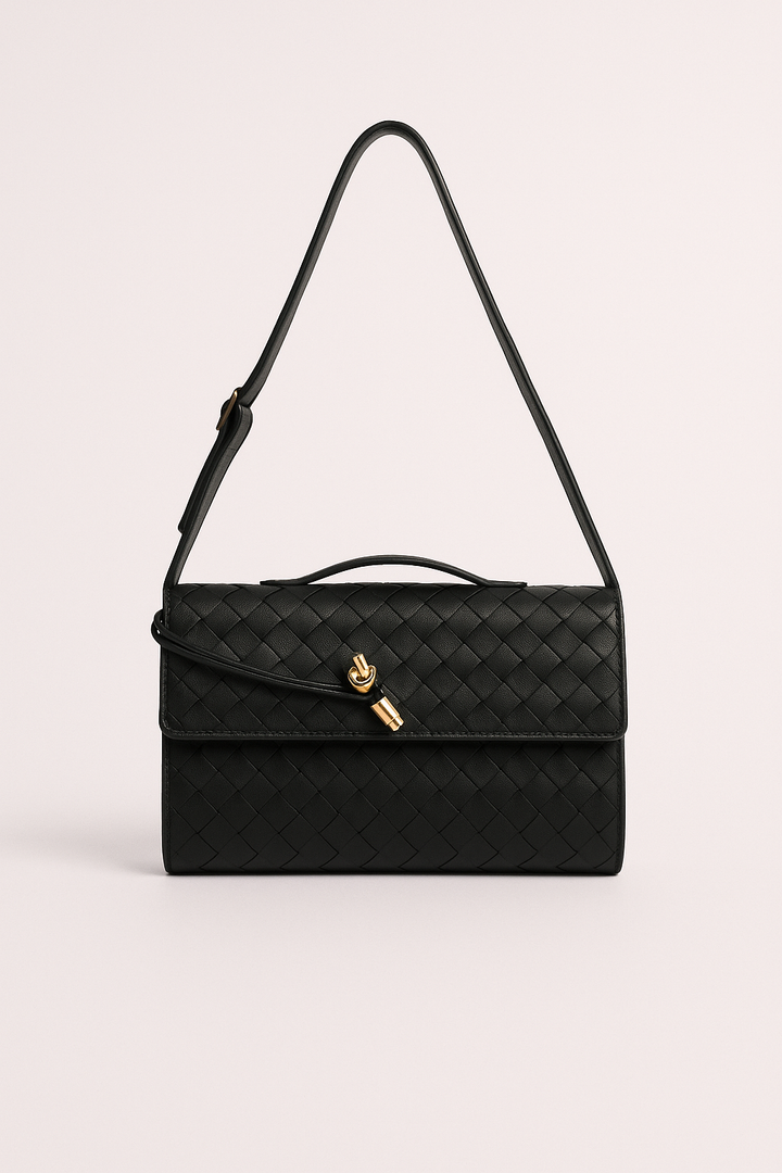 Sac à main femme en cuir tressé avec bandoulière, élégant et pratique pour usage quotidien.