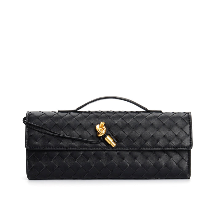 Sac à main élégant en cuir tressé pour femme, polyvalent pour ville et soirées chics.