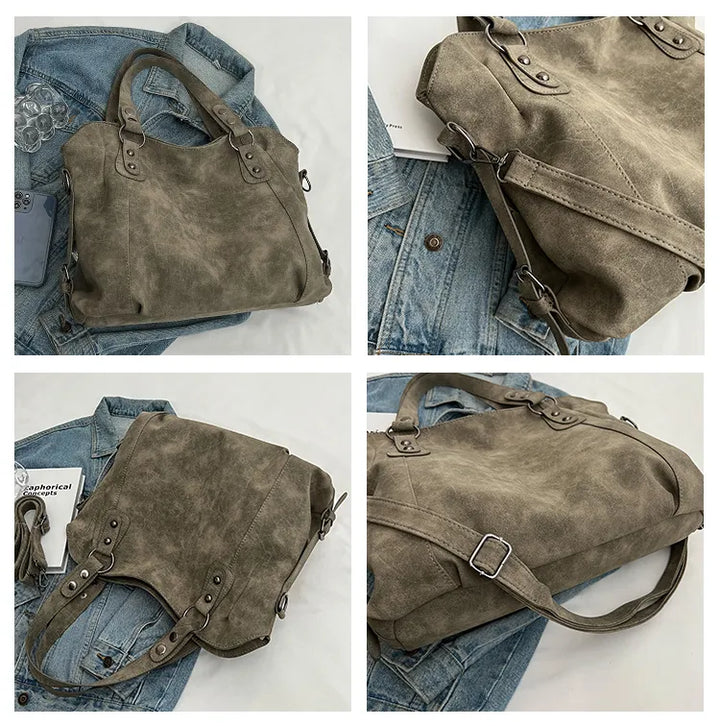 Accessoire de mode chic : sac à main en daim pour femme, style moderne, idéal pour le quotidien.