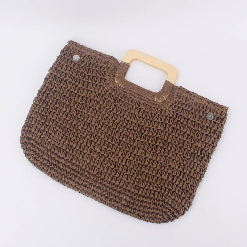 Sac à main vintage en paille, grand format, pour femme, idéal pour transporter vos essentiels avec style.