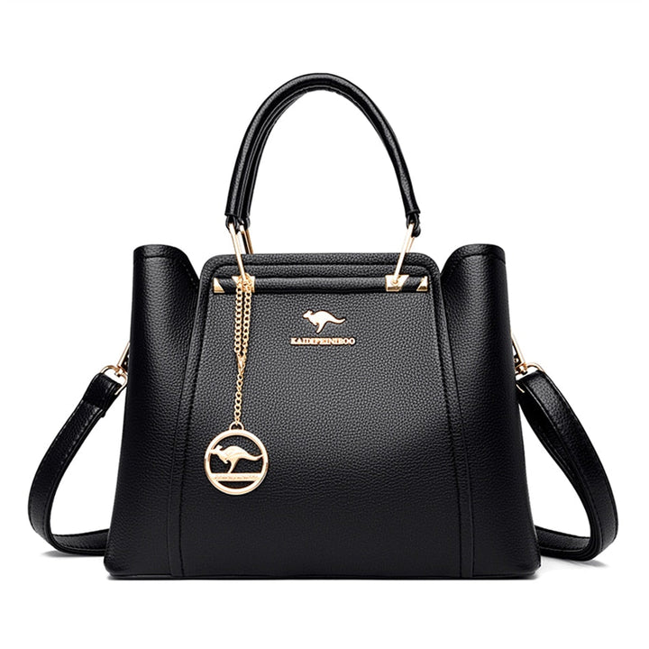 Sac à main femme grand noir en cuir élégant, idéal pour le quotidien ou les sorties en ville.