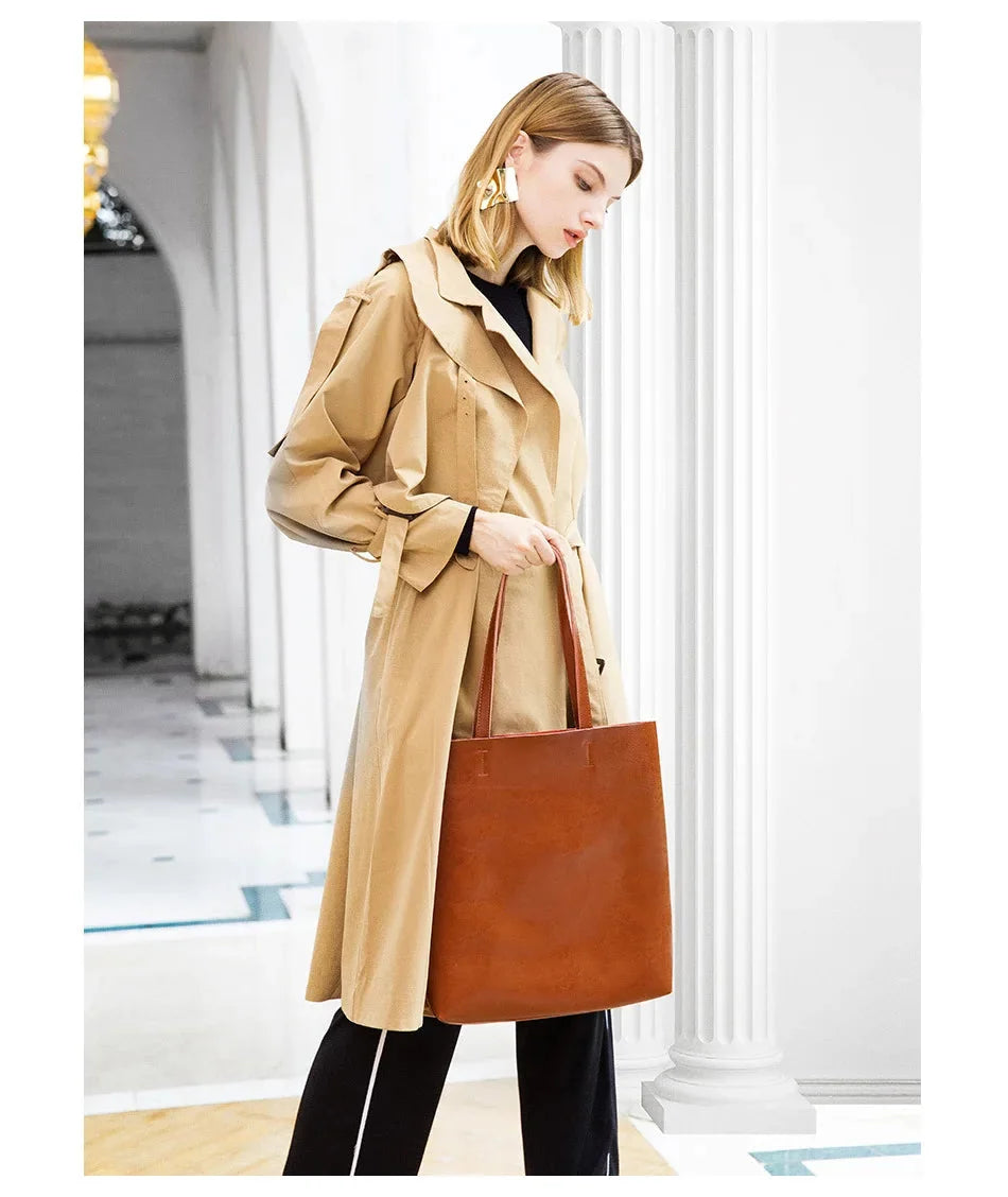 Grand sac à main femme en cuir fendu, très spacieux et organisé, idéal pour toutes vos affaires.