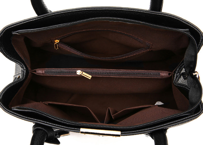 Élégant sac à main femme en cuir PU bleu marine, style bandoulière. Parfait pour un look chic et quotidien.