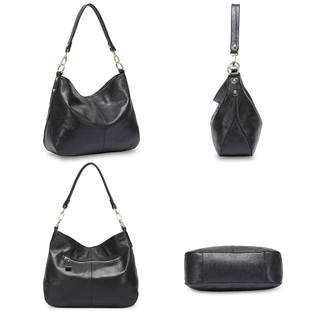 Détail du cuir souple et chic d'un sac à main femme, mettant en avant la qualité et l'élégance.