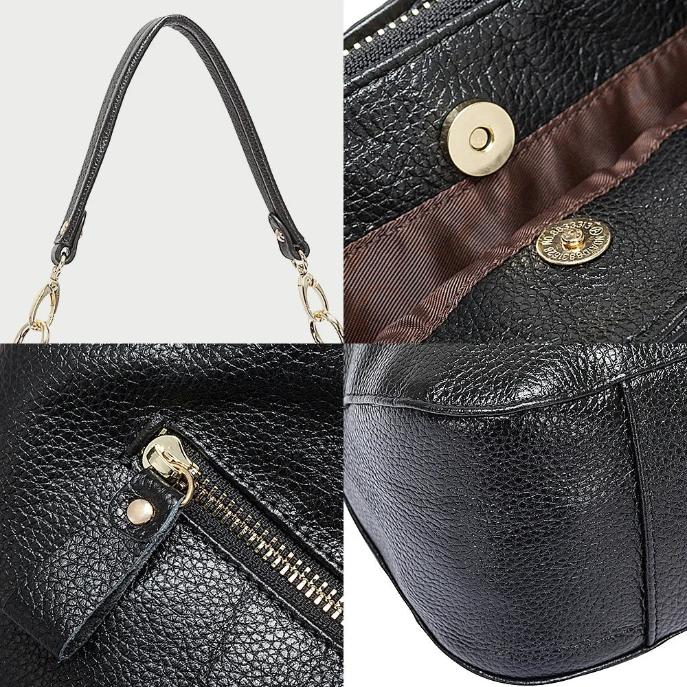 Sac à main en cuir souple pour femme, design épuré et élégant, idéal comme sac épaule quotidien.