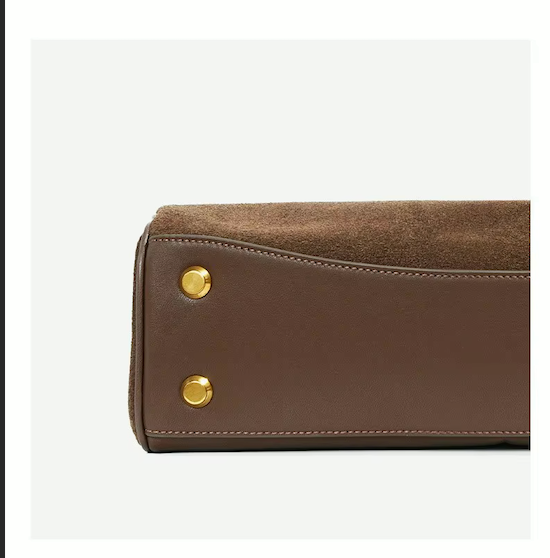 Sac à main polyvalent en daim café, adapté au travail ou aux sorties, style chic et raffiné.