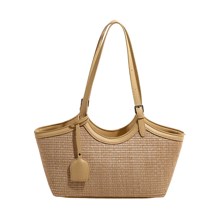 Sac à main élégant femme, paille et similicuir de qualité, accessoire mode pour l'été.