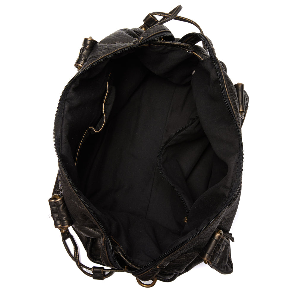 Sac à main noir bandoulière femme, grand format vintage en cuir PU, idéal pour le quotidien stylé.