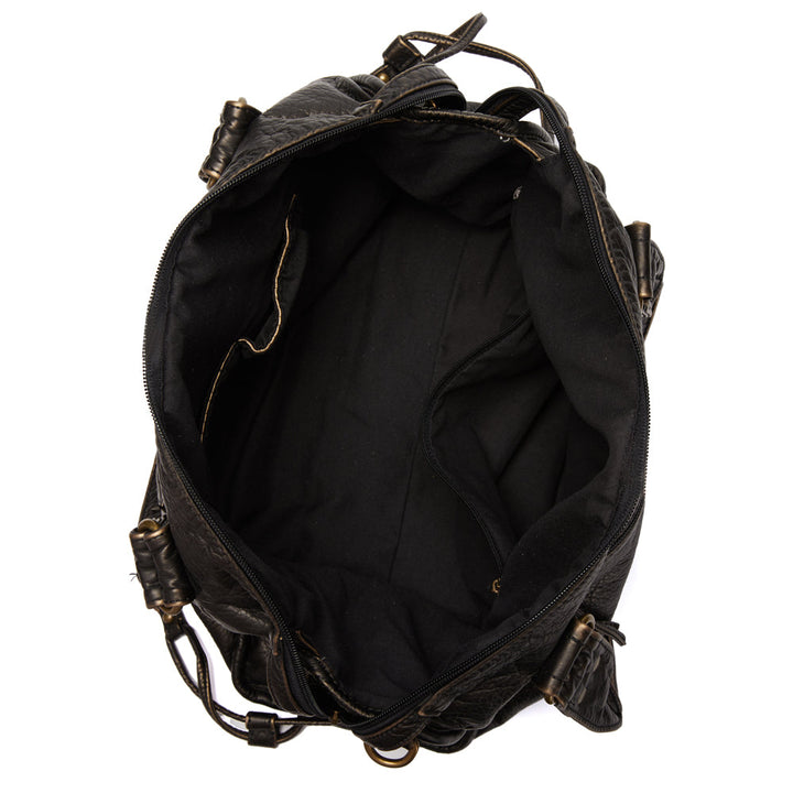 Sac à main noir bandoulière femme, grand format vintage en cuir PU, idéal pour le quotidien stylé.