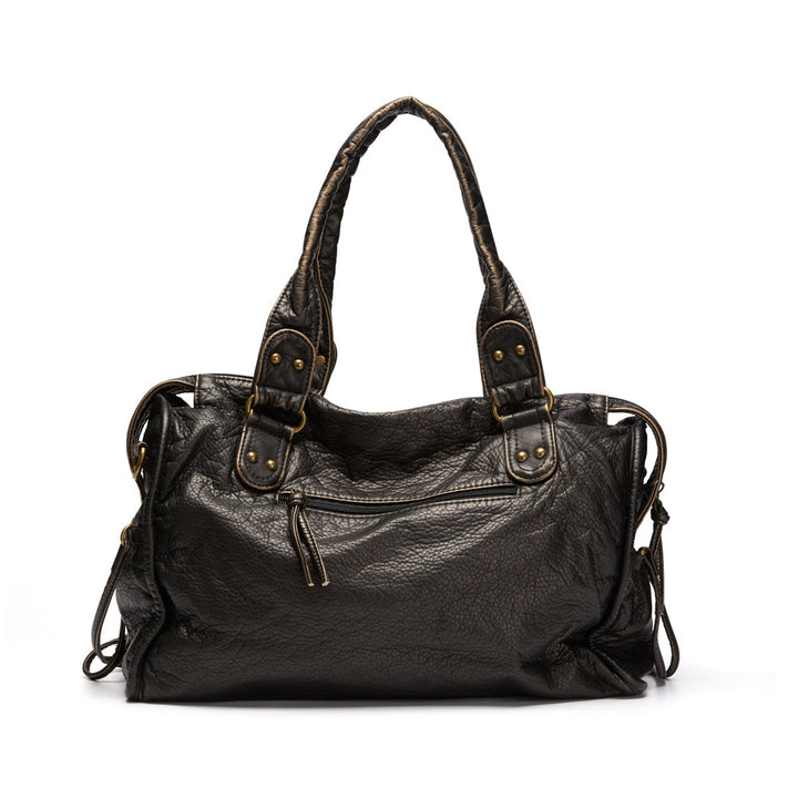 Grand sac à main femme noir vintage, en cuir PU élégant, pour un look chic et fonctionnel au quotidien.
