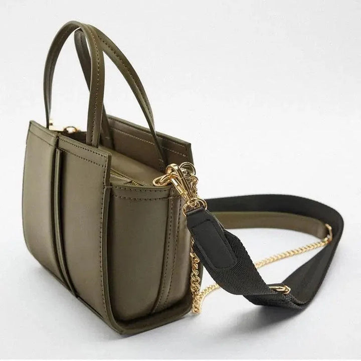 Sac à main élégant femme en cuir PU beige clair, doté d'une fermeture éclair sécurisée, accessoire polyvalent
