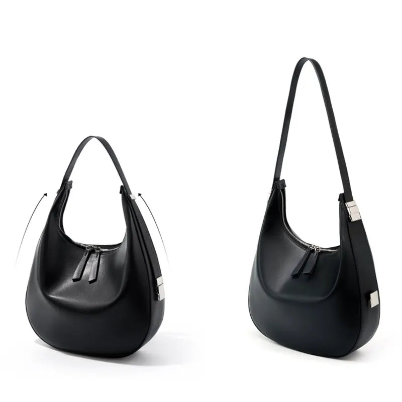 Sac à main hobo blanc cassé en cuir, style chic et confort pour femme au quotidien.