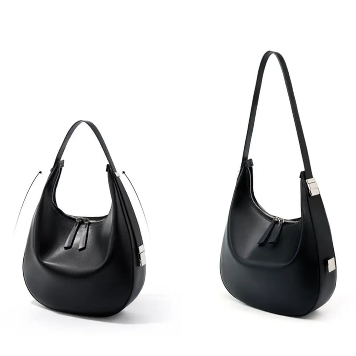 Sac à main hobo blanc cassé en cuir, style chic et confort pour femme au quotidien.