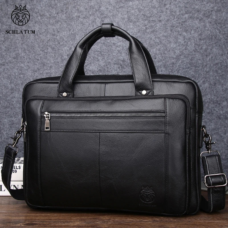 Sac à main homme élégant en cuir noir, parfait pour le travail et les déplacements professionnels.