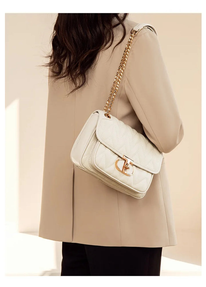 Sac à main élégant pour femme, matelassé, en cuir PU noir, idéal pour les soirées