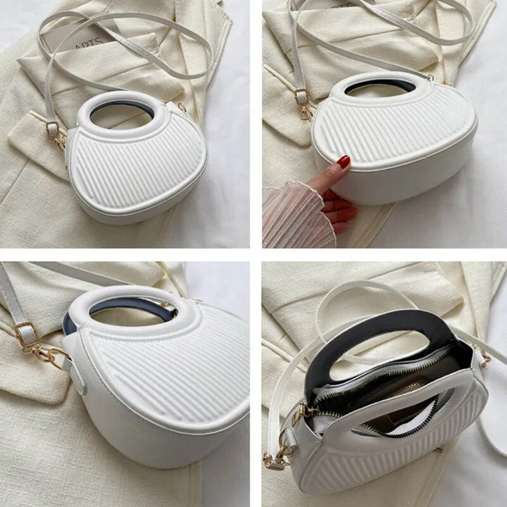Détail du simili cuir matelassé noir sur un mini sac bandoulière chic pour femme, haute qualité.