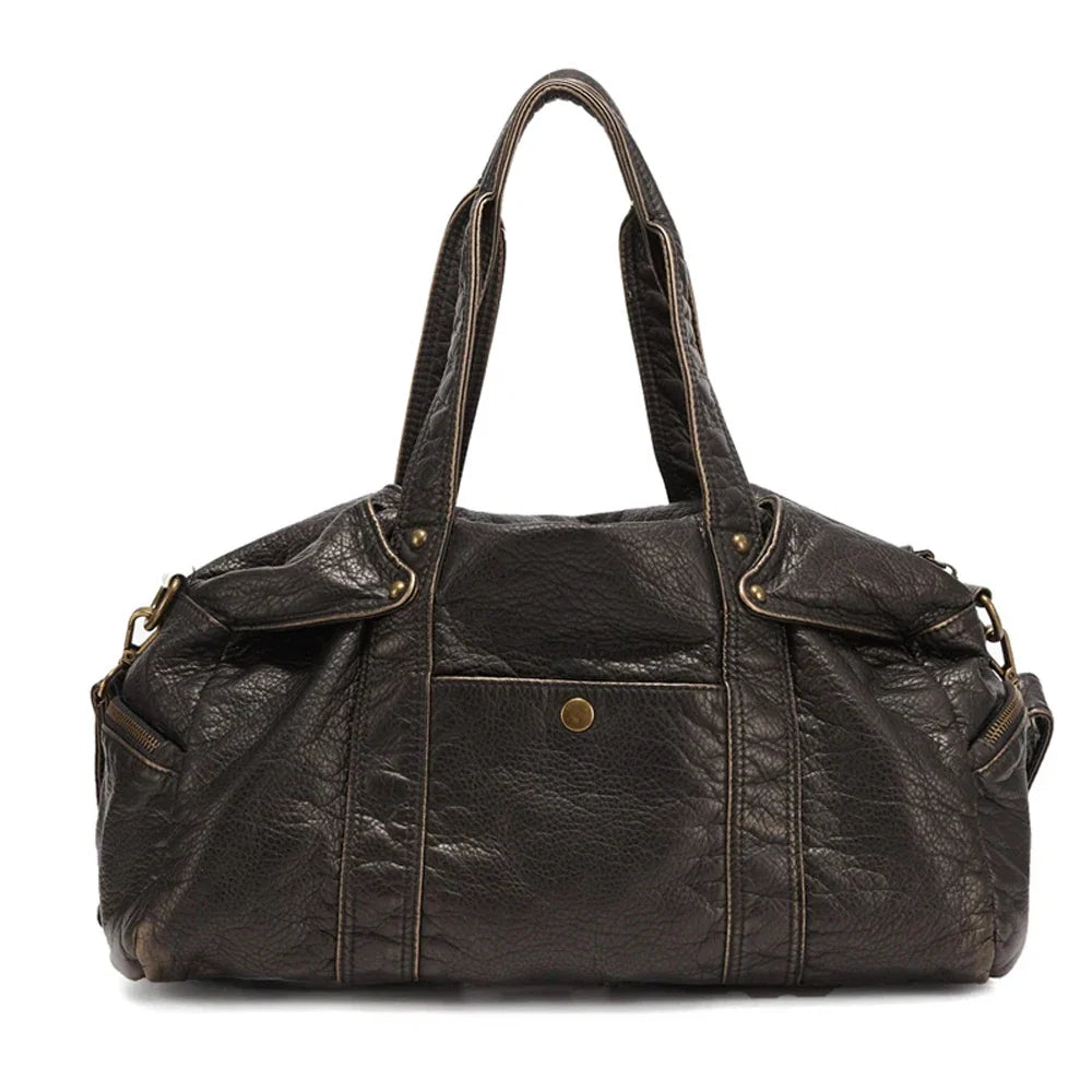 Sac à main femme noir vintage en cuir synthétique. Élégant, grand et très pratique pour étudiante et mode.
